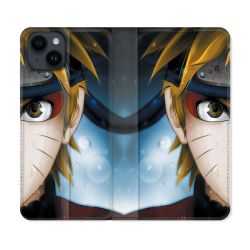 Housse Cuir Portefeuille Pour Iphone 15 Plus (6,7) Manga Naruto Blanc