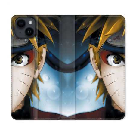 Housse Cuir Portefeuille Pour Iphone 15 Plus (6,7) Manga Naruto Blanc