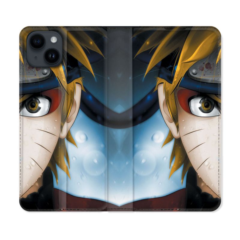 Housse Cuir Portefeuille Pour Iphone 15 Plus (6,7) Manga Naruto Blanc