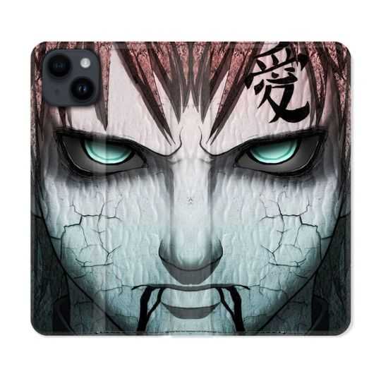 Housse Cuir Portefeuille Pour Iphone 15 Plus (6,7) Manga Naruto Gaara