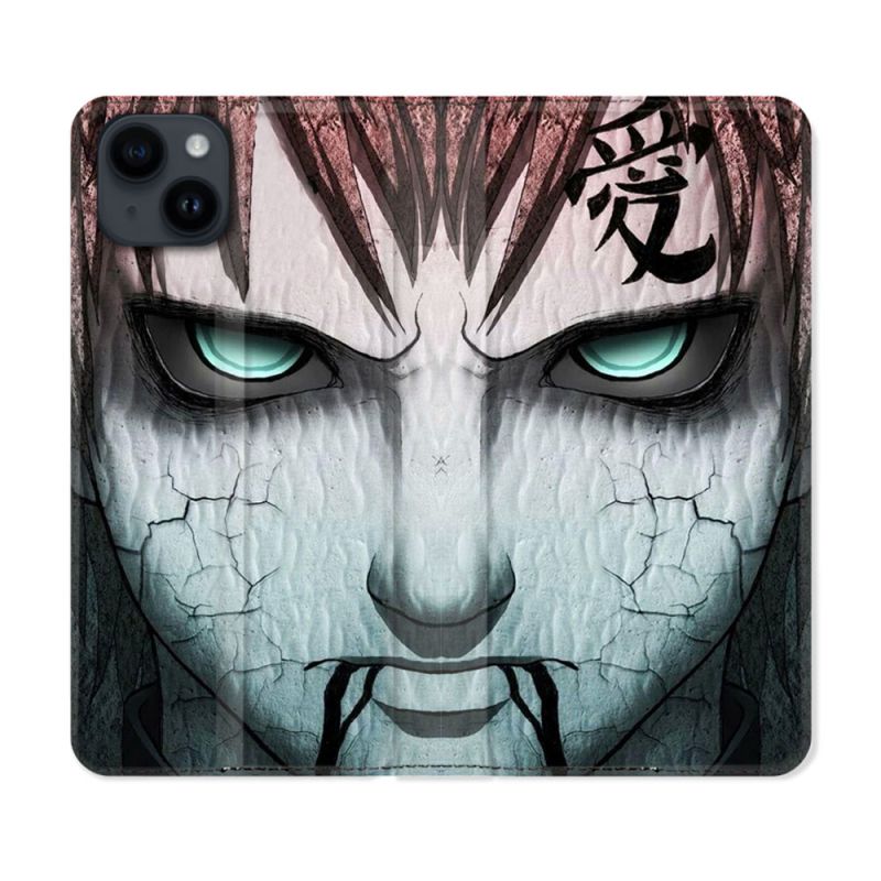 Housse Cuir Portefeuille Pour Iphone 15 Plus (6,7) Manga Naruto Gaara