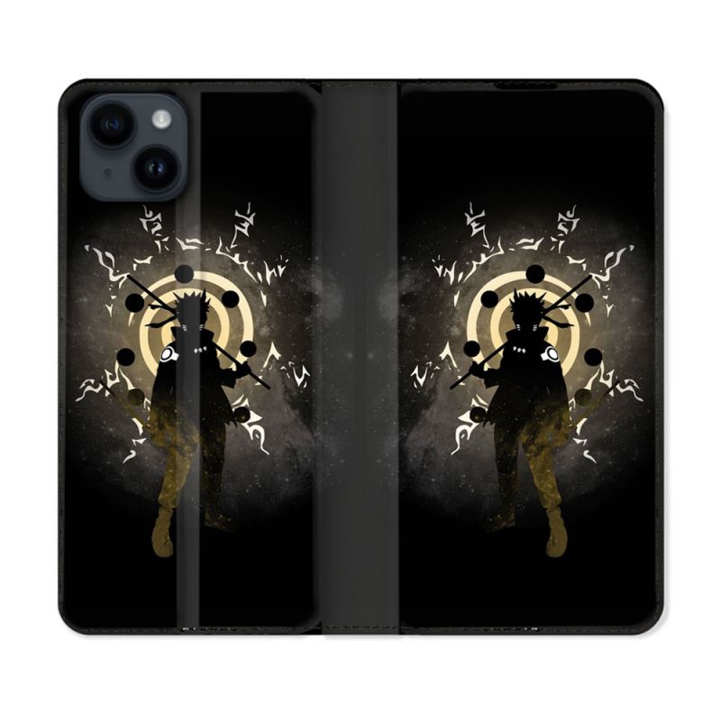 Housse Cuir Portefeuille Pour Iphone 15 Plus (6,7) Manga Naruto Sage