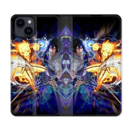 Housse Cuir Portefeuille Pour Iphone 15 Plus (6,7) Manga Naruto VS