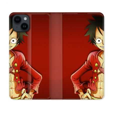 Housse Cuir Portefeuille Pour Iphone 15 Plus (6,7) Manga One Piece Luffy