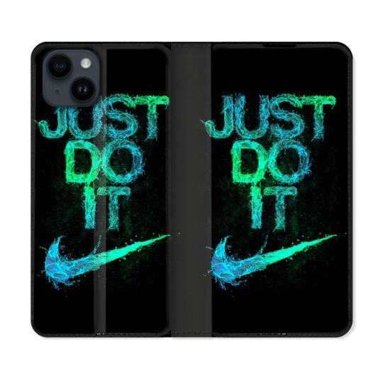 Housse Cuir Portefeuille Pour Iphone 15 Plus (6,7) Nike Just Do It