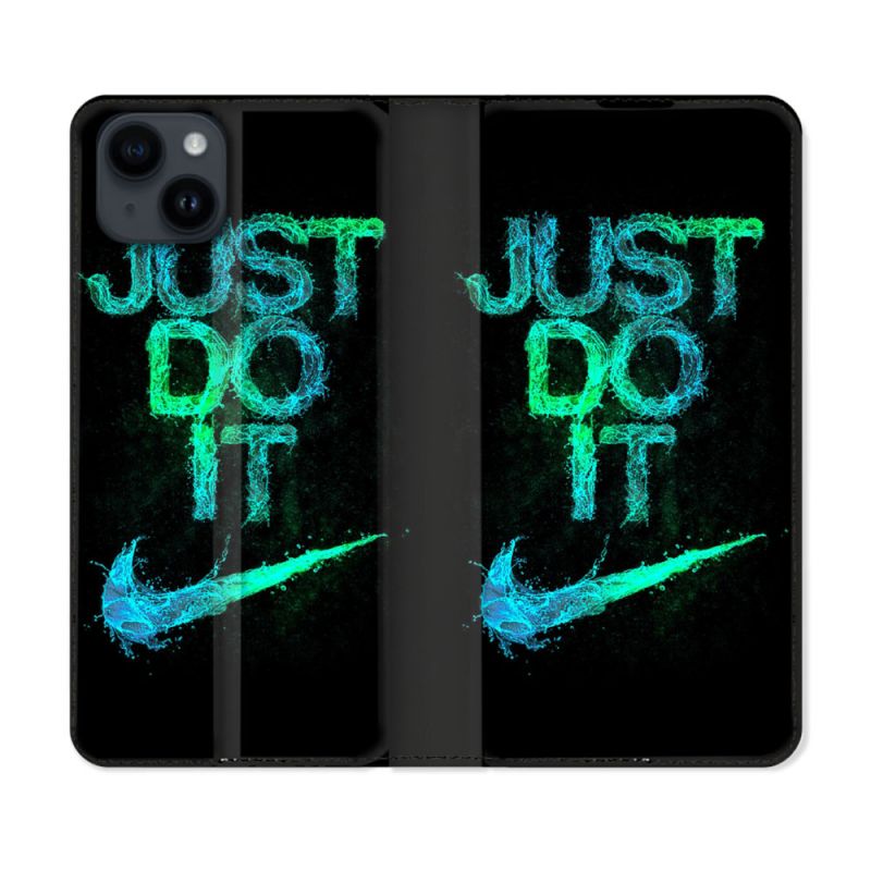 Housse Cuir Portefeuille Pour Iphone 15 Plus (6,7) Nike Just Do It