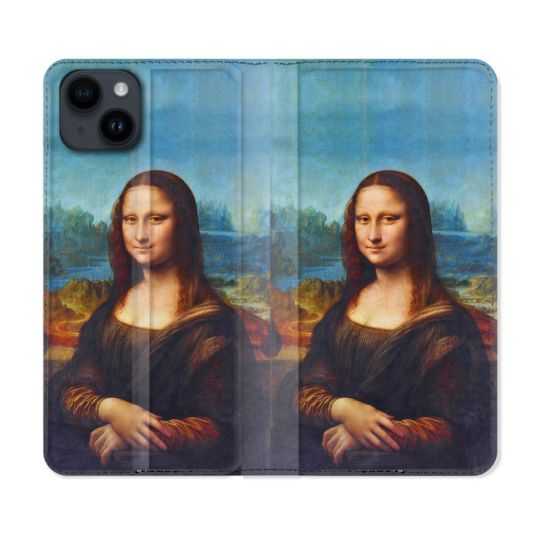 Housse Cuir Portefeuille Pour Iphone 15 Plus (6,7) Peinture Joconde