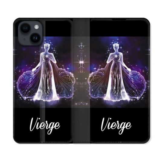 Housse Cuir Portefeuille Pour Iphone 15 Plus (6,7) Signe Zodiaque 2 Vierge