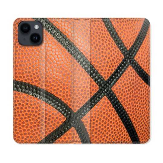 Housse Cuir Portefeuille Pour Iphone 15 Plus (6,7) Sport Ballon Basket