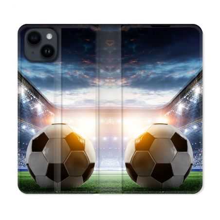 Housse Cuir Portefeuille Pour Iphone 15 Plus (6,7) Sport Football Stade