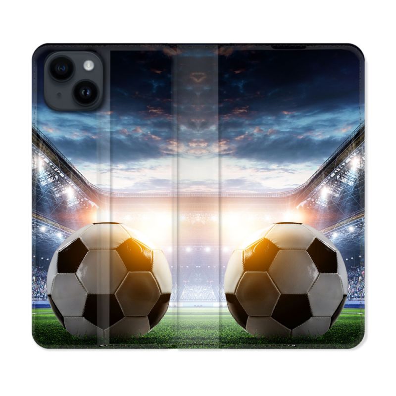 Housse Cuir Portefeuille Pour Iphone 15 Plus (6,7) Sport Football Stade