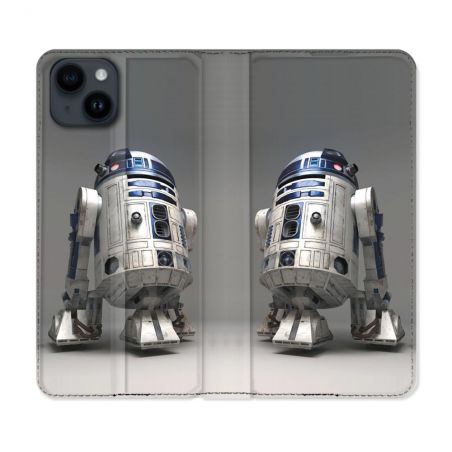 Housse Cuir Portefeuille Pour Iphone 15 Plus (6,7) Star Wars - R2D2