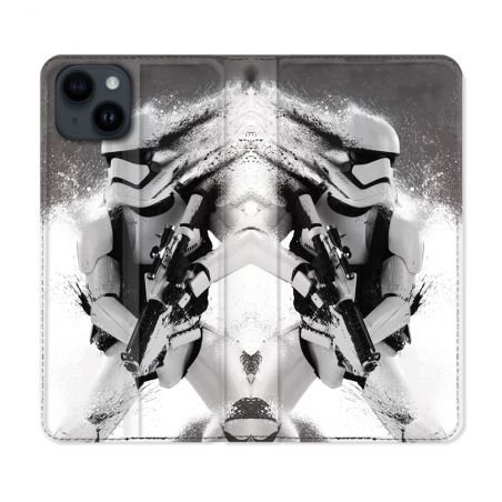 Housse Cuir Portefeuille Pour Iphone 15 Plus (6,7) Star Wars - Trooper