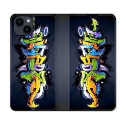 Housse Cuir Portefeuille Pour Iphone 15 Plus (6,7) Street Art Graffiti