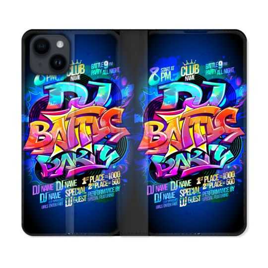Housse Cuir Portefeuille Pour Iphone 15 Plus (6,7) Street Art Rap