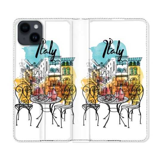 Housse Cuir Portefeuille Pour Iphone 15 Plus (6,7) Voyage Italie Vintage