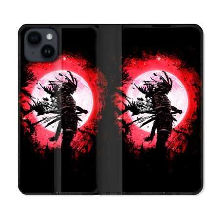 Housse Cuir Portefeuille Pour Iphone 15 Plus (6,7) Voyage Japon Samourai
