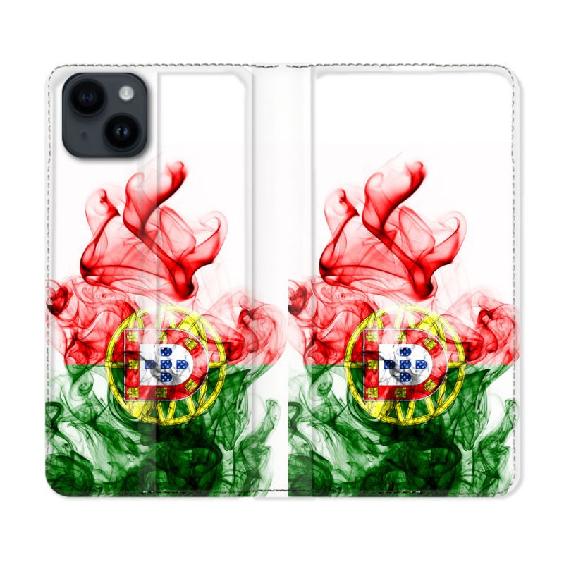 Housse Cuir Portefeuille Pour Iphone 15 Plus (6,7) Voyage Portugal Flamme