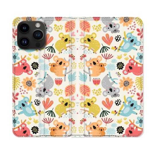 Housse Cuir Portefeuille Pour Iphone 15 Pro (6,1) Animal Koala Pattern