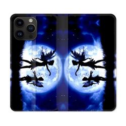Housse Cuir Portefeuille Pour Iphone 15 Pro (6,1) Fantastique Fee Lune