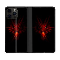 Housse Cuir Portefeuille Pour Iphone 15 Pro Plus (6,7) Fantastique Dragon Feu