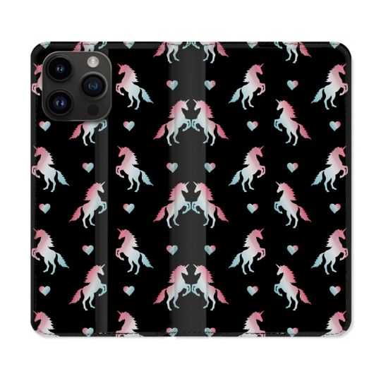 Housse Cuir Portefeuille Pour Iphone 15 Pro Plus (6,7) Fantastique Licorne Pattern