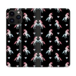 Housse Cuir Portefeuille Pour Iphone 15 Pro (6,1) Fantastique Licorne Pattern