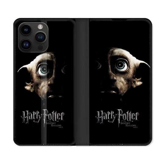 Housse Cuir Portefeuille Pour Iphone 15 Pro Plus (6,7) Harry Potter Hollows Dobby