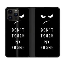 Housse Cuir Portefeuille Pour Iphone 15 Pro Plus (6,7) Humour Don't Touch