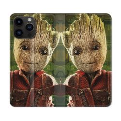 Housse Cuir Portefeuille Pour Iphone 15 Pro (6,1) Groot Vert
