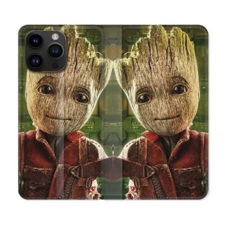 Housse Cuir Portefeuille Pour Iphone 15 Pro (6,1) Groot Vert