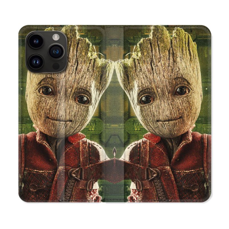 Housse Cuir Portefeuille Pour Iphone 15 Pro (6,1) Groot Vert