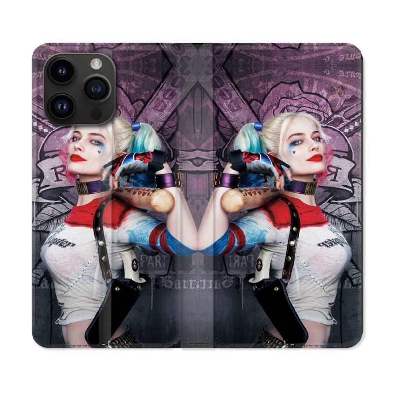 Housse Cuir Portefeuille Pour Iphone 15 Pro (6,1) Harley Quinn Batte