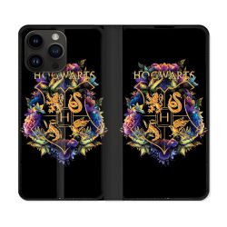 Housse Cuir Portefeuille Pour Iphone 15 Pro (6,1) Harry Potter Hogwarts