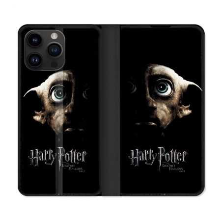 Housse Cuir Portefeuille Pour Iphone 15 Pro (6,1) Harry Potter Hollows Dobby