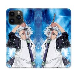 Housse Cuir Portefeuille Pour Iphone 15 Pro Plus (6,7) Manga Bleach Hitsugaya