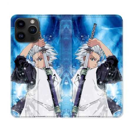 Housse Cuir Portefeuille Pour Iphone 15 Pro Plus (6,7) Manga Bleach Hitsugaya