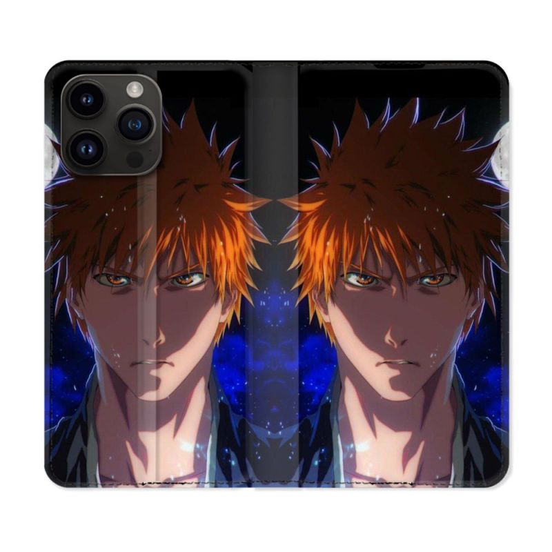 Housse Cuir Portefeuille Pour Iphone 15 Pro Plus (6,7) Manga Bleach Ichigo