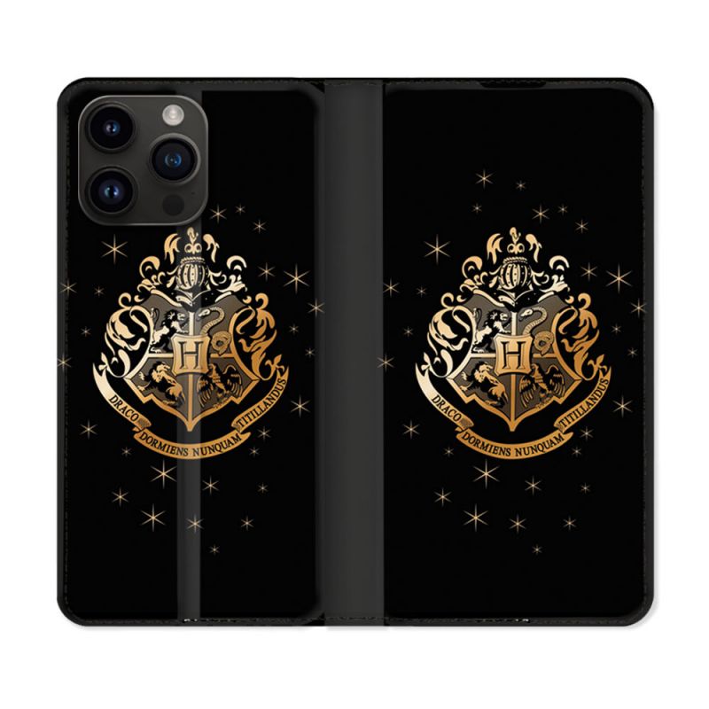 Housse Cuir Portefeuille Pour Iphone 15 Pro (6,1) Harry Potter Poudlard