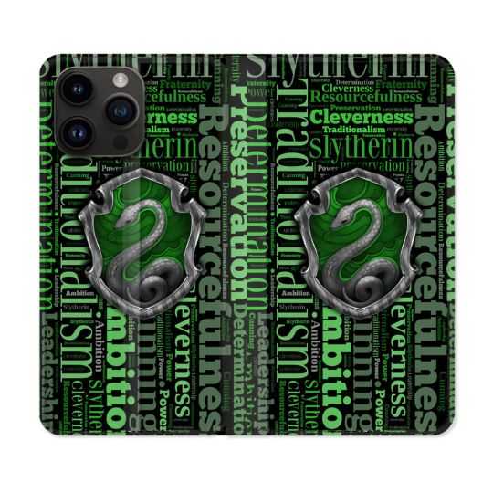 Housse Cuir Portefeuille Pour Iphone 15 Pro (6,1) Harry Potter Serpentar