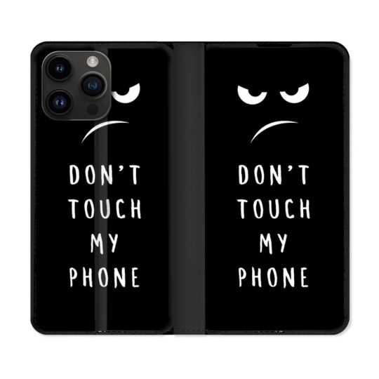 Housse Cuir Portefeuille Pour Iphone 15 Pro (6,1) Humour Don't Touch