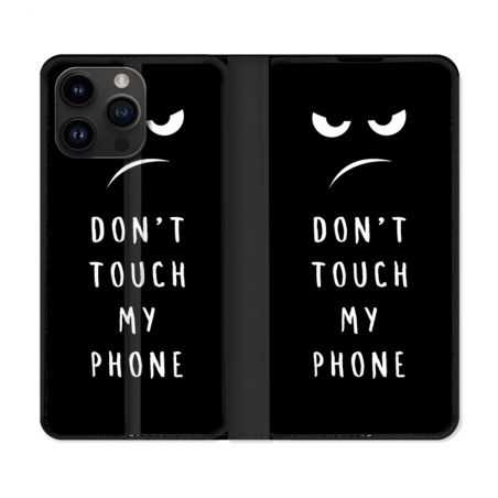 Housse Cuir Portefeuille Pour Iphone 15 Pro (6,1) Humour Don't Touch