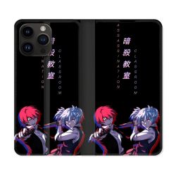 Housse Cuir Portefeuille Pour Iphone 15 Pro (6,1) Manga Assassination Classroom Duo