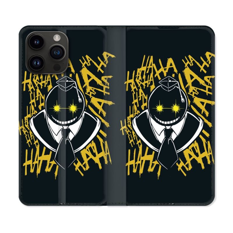 Housse Cuir Portefeuille Pour Iphone 15 Pro (6,1) Manga Assassination Classroom Kuro Noir