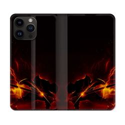 Housse Cuir Portefeuille Pour Iphone 15 Pro Plus (6,7) Manga Demon Slayer Electric