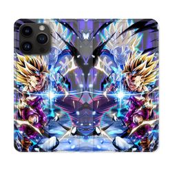 Housse Cuir Portefeuille Pour Iphone 15 Pro Plus (6,7) Manga Dragon Ball Sangohan Duo