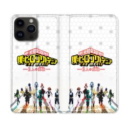 Housse Cuir Portefeuille Pour Iphone 15 Pro Plus (6,7) Manga My Hero Academia Blanc