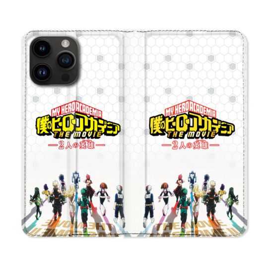 Housse Cuir Portefeuille Pour Iphone 15 Pro Plus (6,7) Manga My Hero Academia Blanc