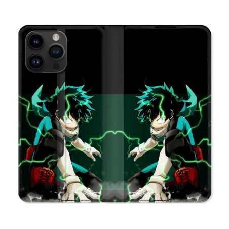 Housse Cuir Portefeuille Pour Iphone 15 Pro Plus (6,7) Manga My Hero Academia Deku