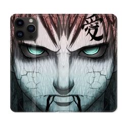 Housse Cuir Portefeuille Pour Iphone 15 Pro Plus (6,7) Manga Naruto Gaara